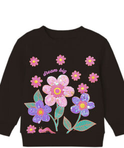 Dream Big Sunflowers Fleece Sweatshirt – Navy Blue