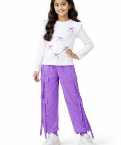 Little Plum Ribbons Bow Full sleeves Te