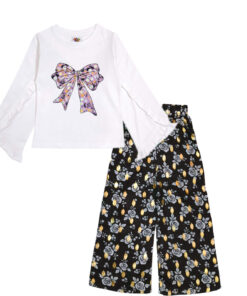 Floral Nights Palazzo Set - White & Black