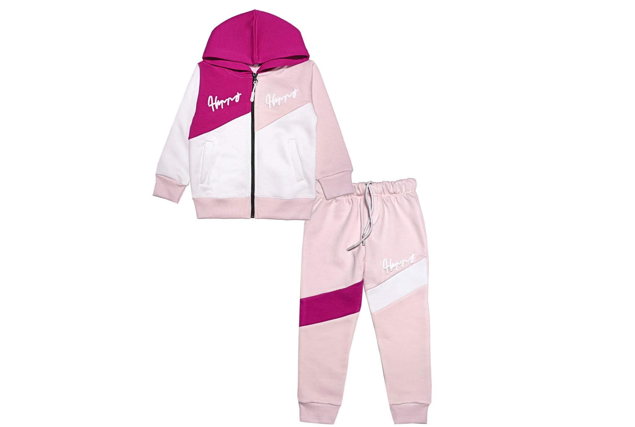 Happy Trendy Pennal Fleece Hoodie Tracksuit - Baby Pink