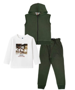Never Stop Skating 3 pc Fleece Tracsuit - Olive Green
