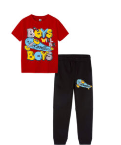 Skater Cool Boys Tee & Trouser Red & Black