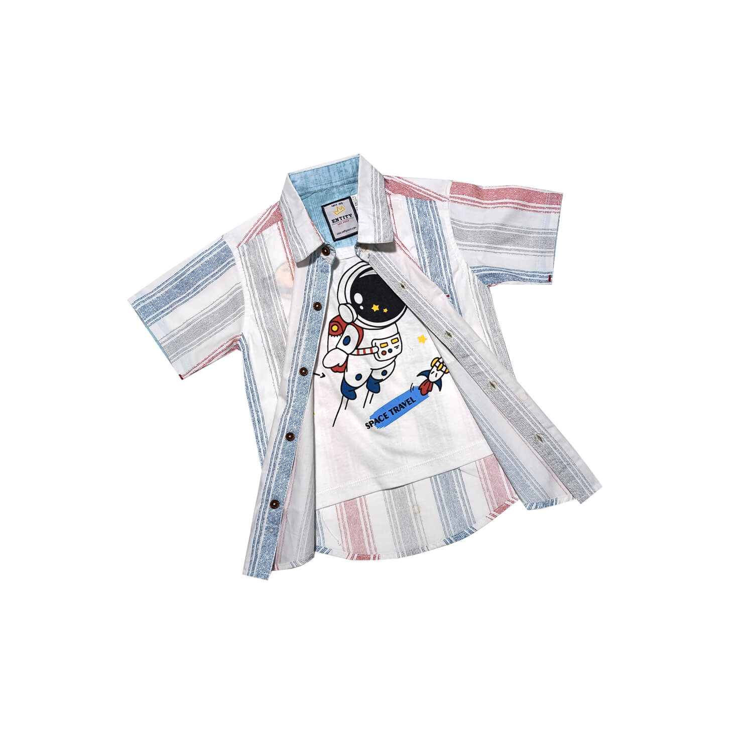 Space Travel Double Casual Shirt - White