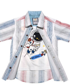 Space Travel Double Casual Shirt - White
