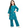 Teal Grace Embroidered Khaddar Suit - Teal Green 1