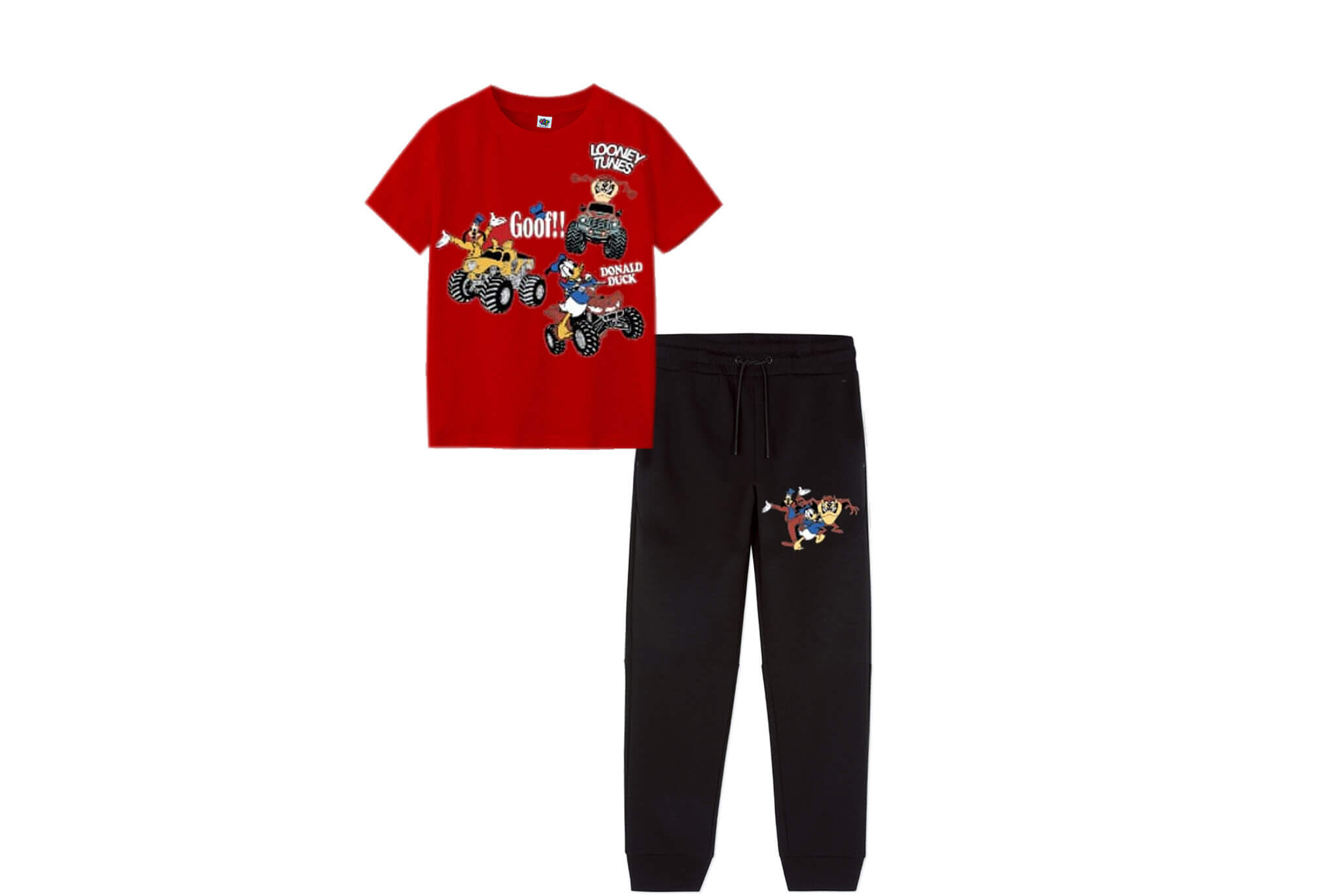 Toon Truck Adventure Tee & Trouser - Red & Black