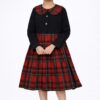 Red Checked Stylish Coller Top And Frock