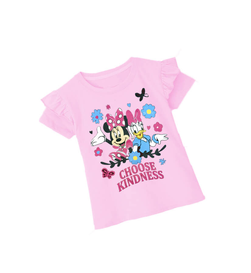 Choose KINDNESS Frill Half Sleeve T Shirt - Pink (1)