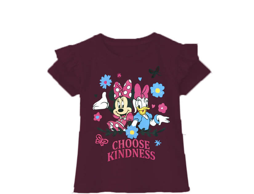Choose Kindness Frill Half Sleeve T Shirt - Maroon (1)