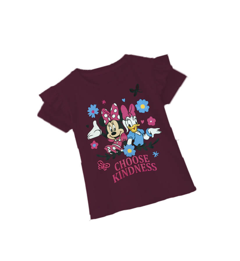 Choose Kindness Frill Half Sleeve T Shirt - Maroon (1)
