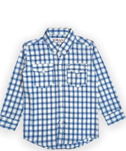 Classic Blue Check Double Pocket Casual Shirt - Blue