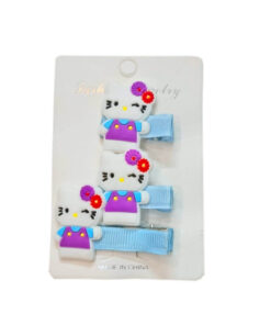 Cute Kitty Hair Silicone Clips 3pc Set - Blue