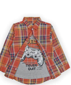 Little Explorer Plaid Double Casual Shirt - Rust