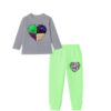 Multi Sequin Heart Full Sleeves Tee & Trouser – Gray & Pistachio Green (1)
