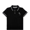 Palm Tree White Tipping Colar Polo Shirt – Black