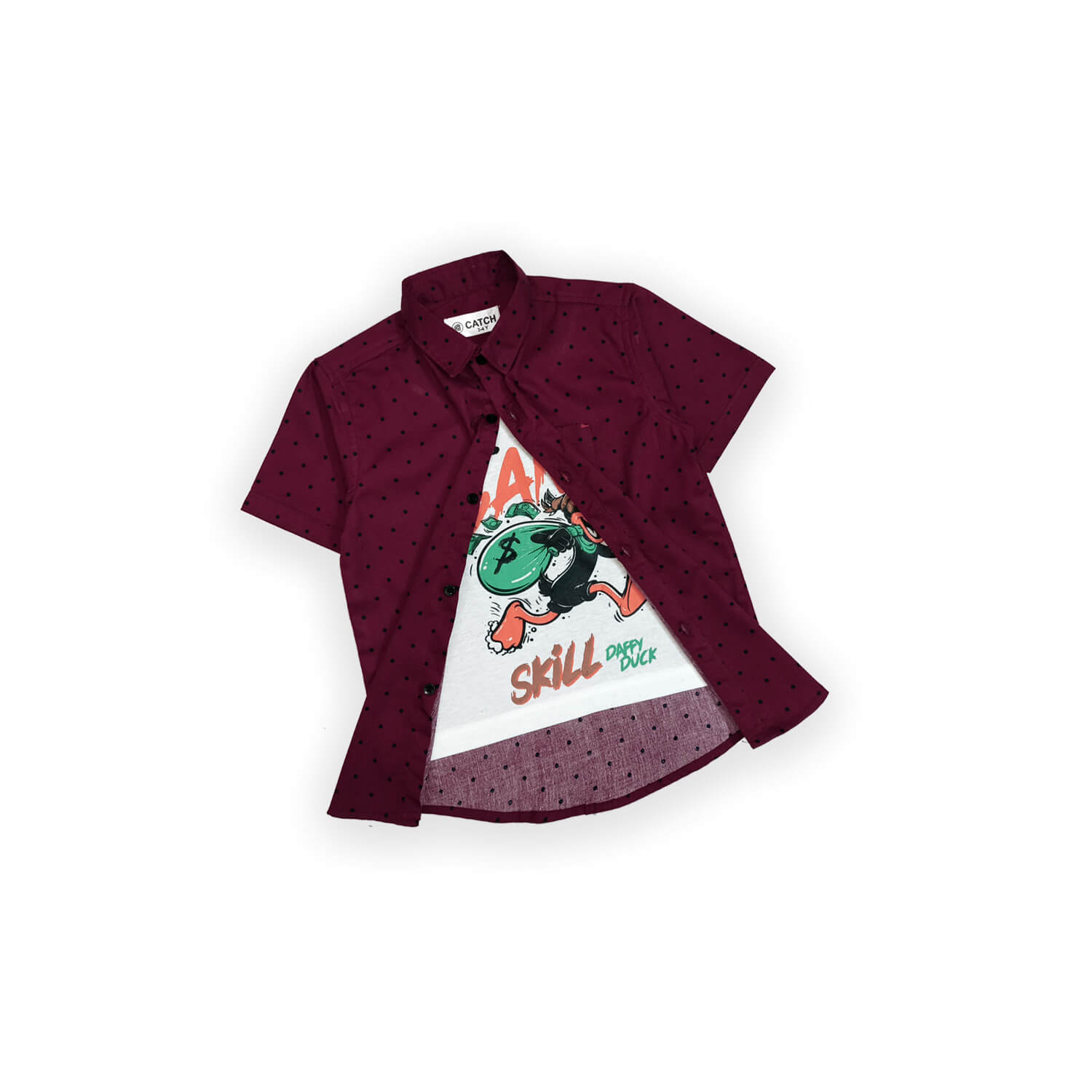 Skill Daffy Duck Double Casual Shirt - Bargandy