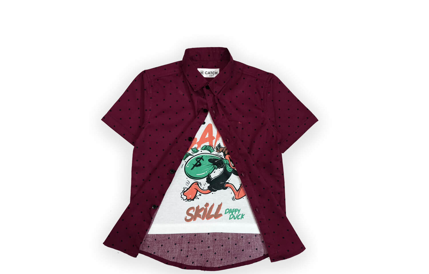 Skill Daffy Duck Double Casual Shirt - Bargandy