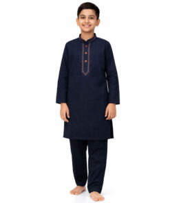 Golden Stylish Embroidery Cotton Kurta
