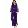 Stylish Net Sleeve Flowers Cotton outfit with flared pants