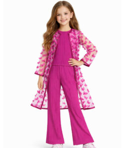 3d Flowers Net Top with Flared Pants