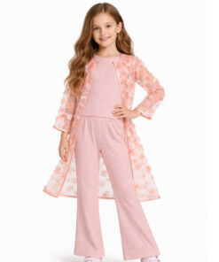 3d Flowers Net Top with Flared Pants