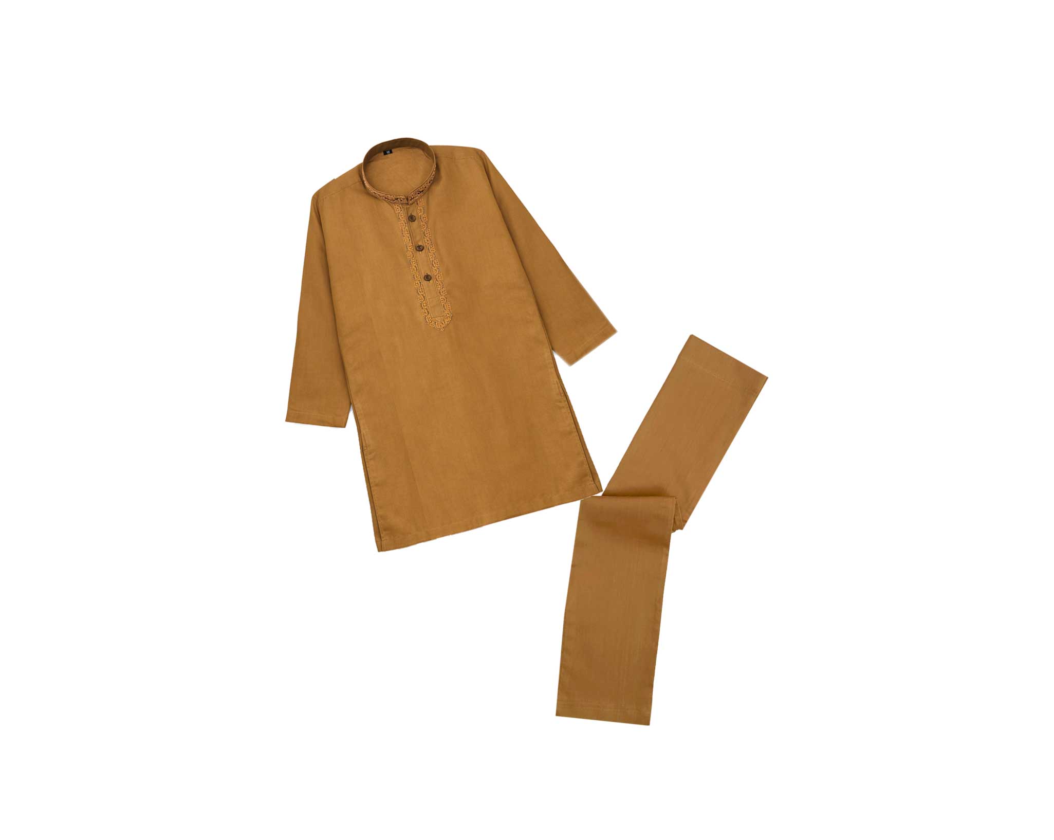 UNIQUE Brown Embroidered Cotton Kurta & Trouser Set – Brown (2)