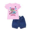 Choose KINDNESS Frill T Shirt & Front Pocket Bow Style Denim Short