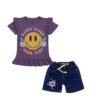 Happy Emoji Face Tee Shirt & Stars Sunflower Denim Short